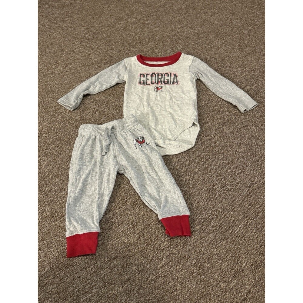 University Georgia Baby Sweatsuit Grey Outfit Size 12 Months EUC